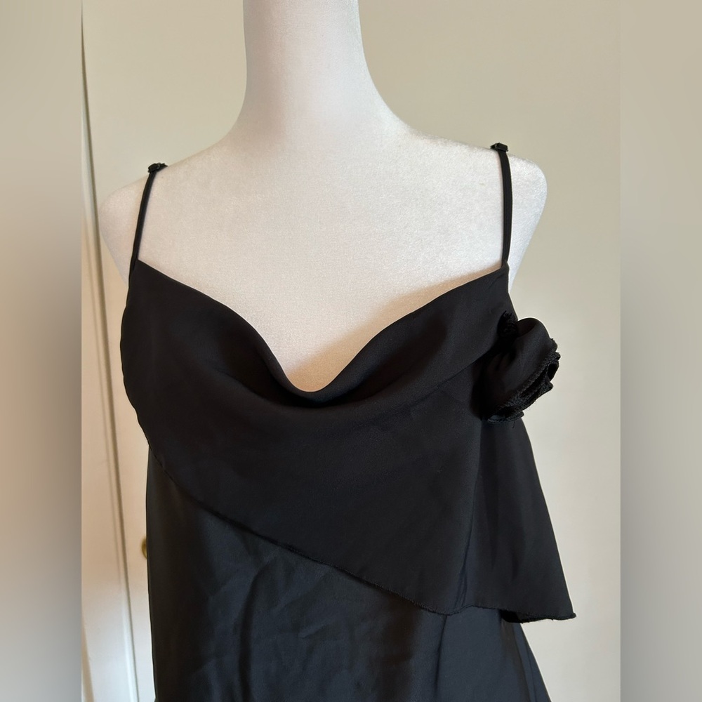 know.one.cares Chic Black Camisole Top with Floral Accent
